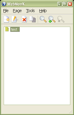 WebMonX - hlavní okno. Změna stránky je indikována žlutou ikonou.